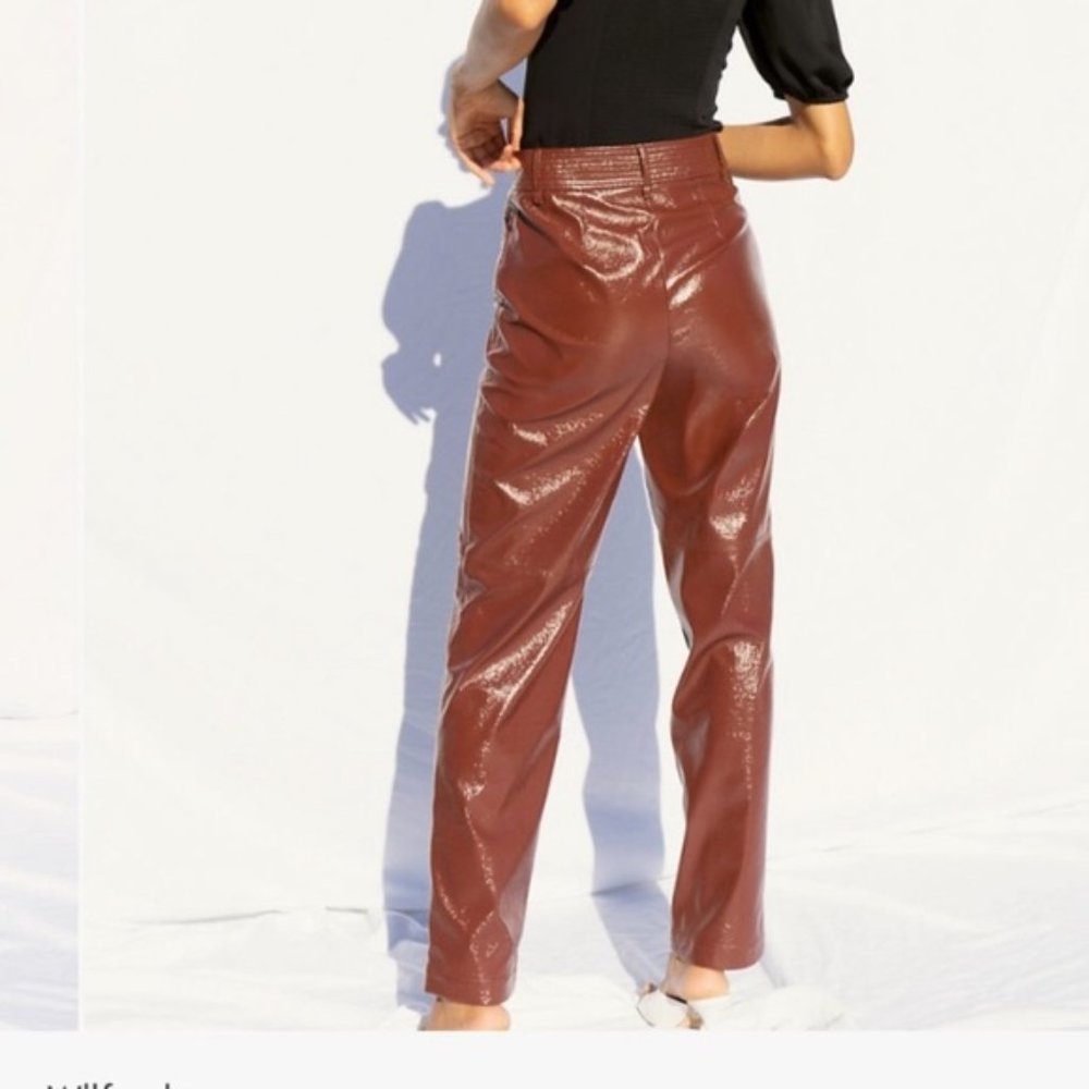 ❗️SOLD❗️Aritzia Wilfred Rustic Burnt Orange Faux Leather Funk Pants Size 12 - Picture 2 of 11